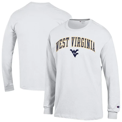 Men's Champion White West Virginia Mountaineers Arch Over Logo Long Sleeve T-Shirt