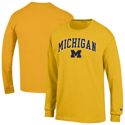 Men's Champion Maize Michigan Wolverines Arch Over Logo Long Sleeve T-Shirt