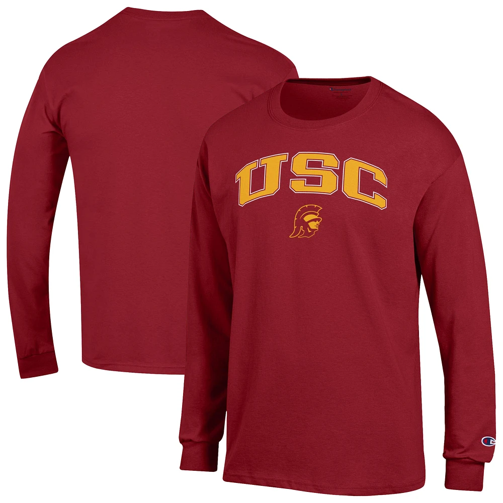 Men's Champion Cardinal USC Trojans Arch Over Logo Long Sleeve T-Shirt