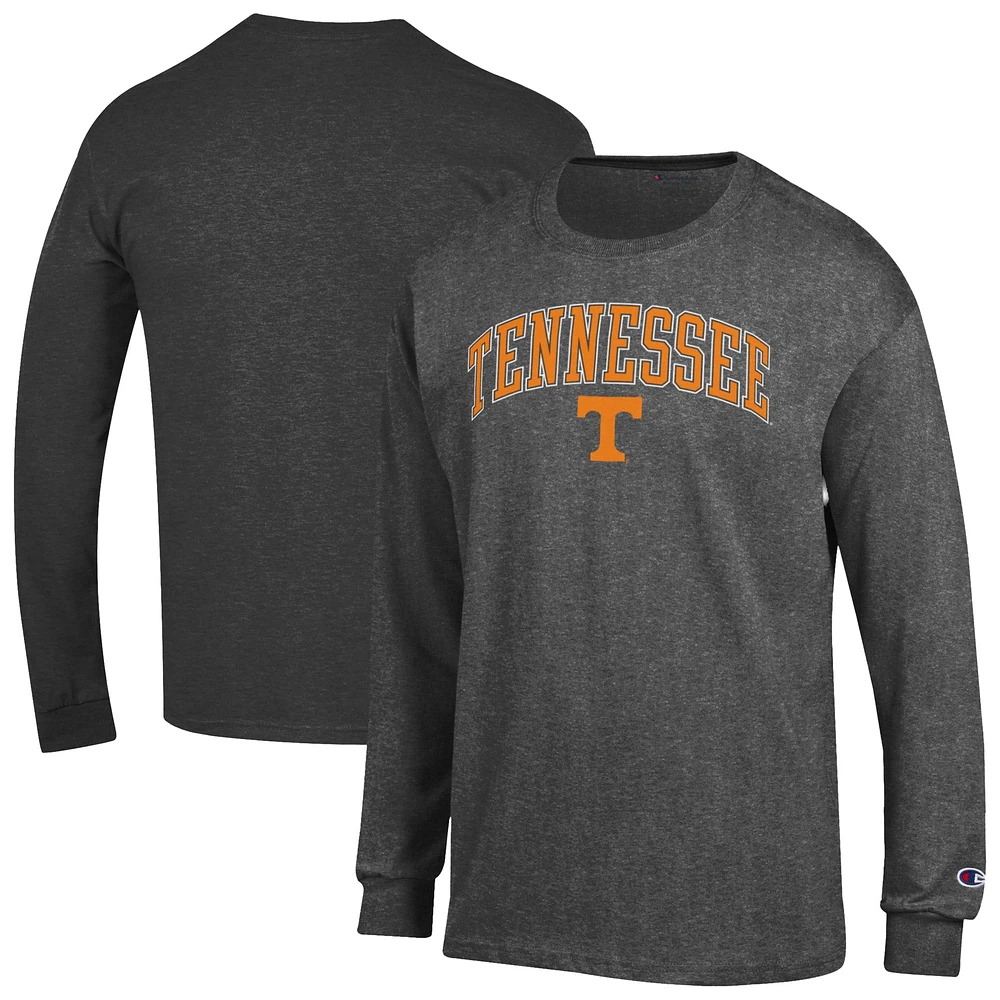 Men's Champion Heather Charcoal Tennessee Volunteers Arch Over Logo Long Sleeve T-Shirt