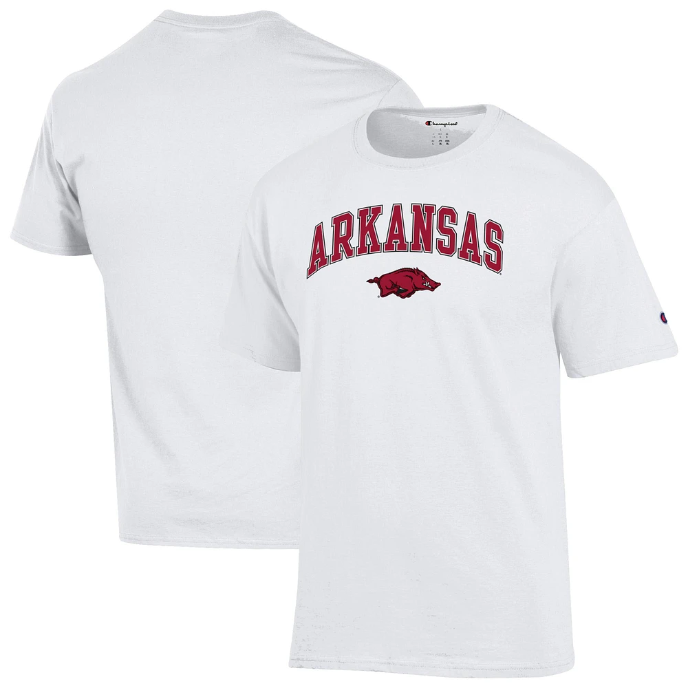 Men's Champion White Arkansas Razorbacks Arched Logo T-Shirt