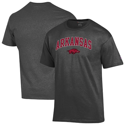 Men's Champion Charcoal Arkansas Razorbacks Arched Logo T-Shirt
