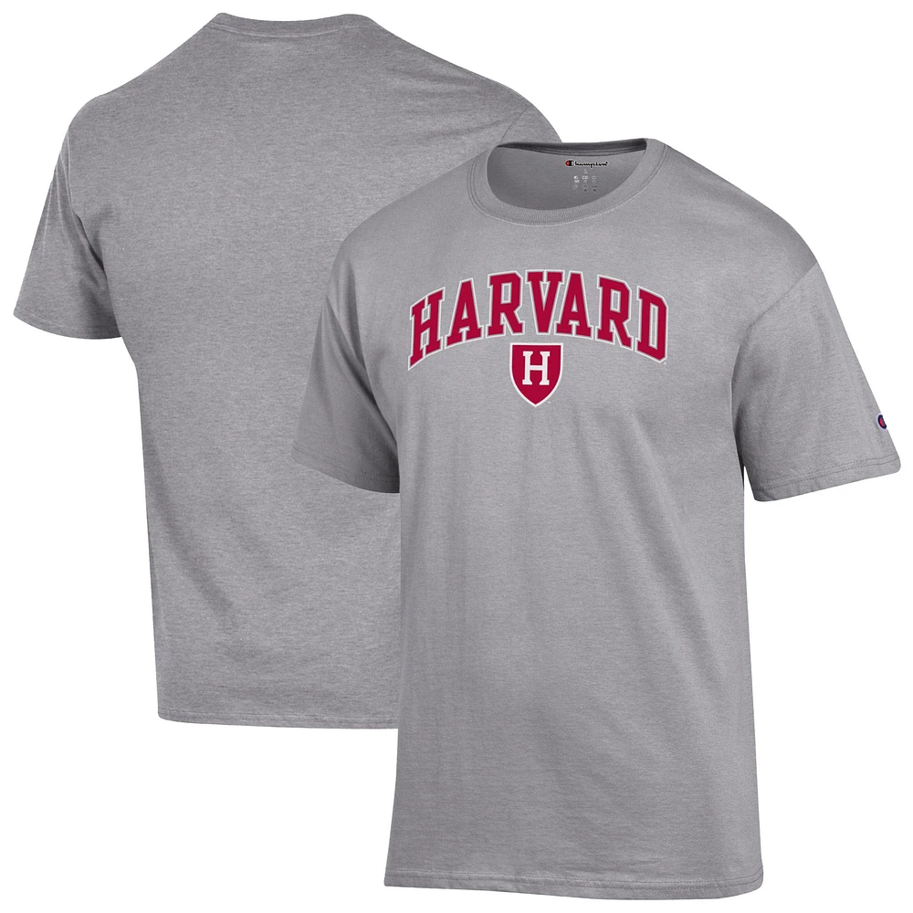 Men's Champion Heather Gray Harvard Crimson Arch Over Logo T-Shirt