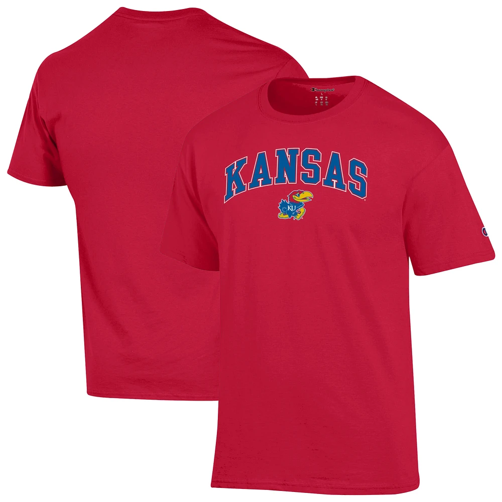 Men's Champion Red Kansas Jayhawks Arch Over Logo T-Shirt
