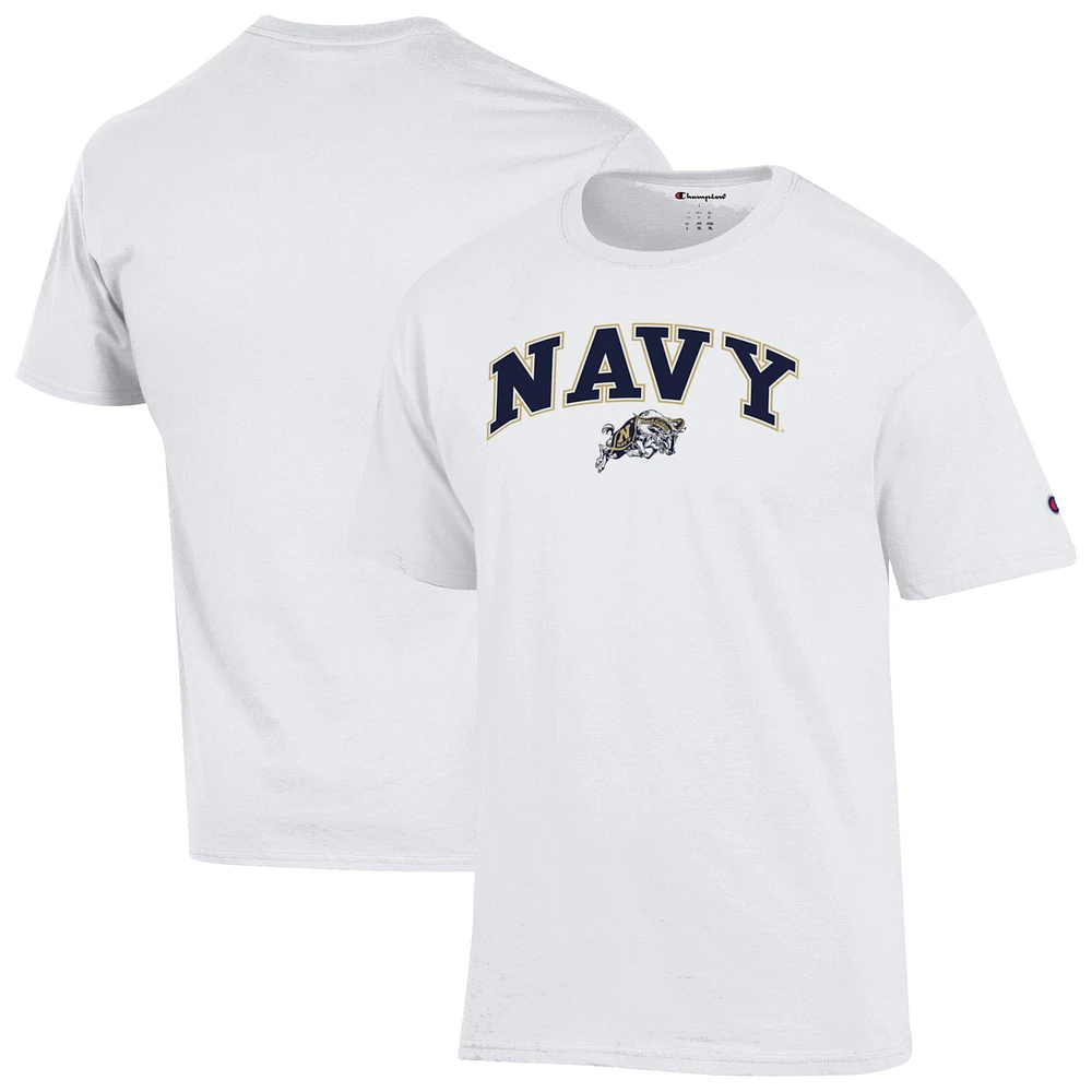 Men's Champion White Navy Midshipmen Arched Logo T-Shirt