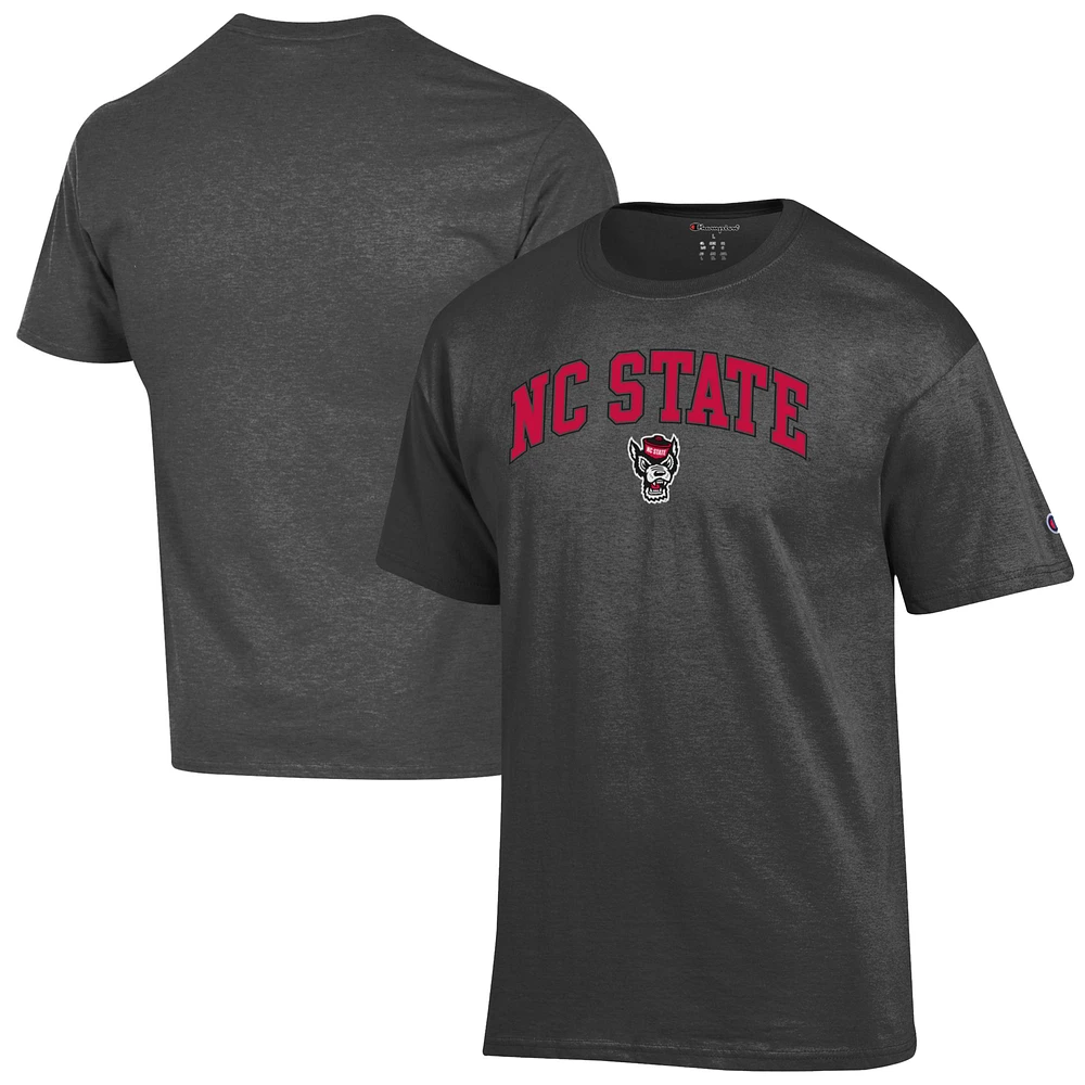 Men's Champion Heather Charcoal NC State Wolfpack Arch Over Logo T-Shirt