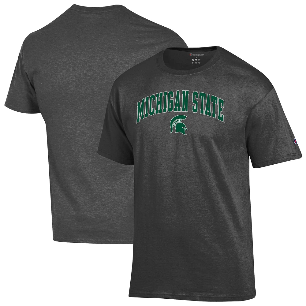 Men's Champion Heather Charcoal Michigan State Spartans Arch Over Logo T-Shirt