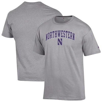 Men's Champion Heather Gray Northwestern Wildcats Arch Over Logo T-Shirt