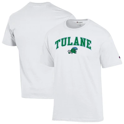 Men's Champion White Tulane Green Wave Arch Over Logo T-Shirt