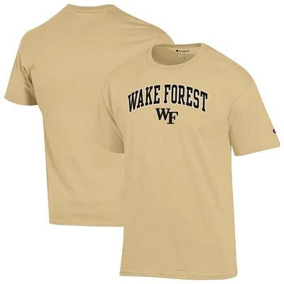 Men's Champion Gold Wake Forest Demon Deacons Arch Over Logo T-Shirt
