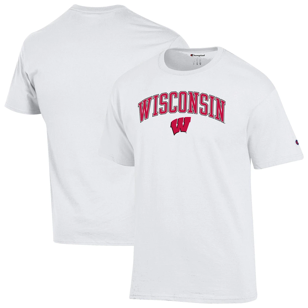 Men's Champion White Wisconsin Badgers Arched Logo T-Shirt