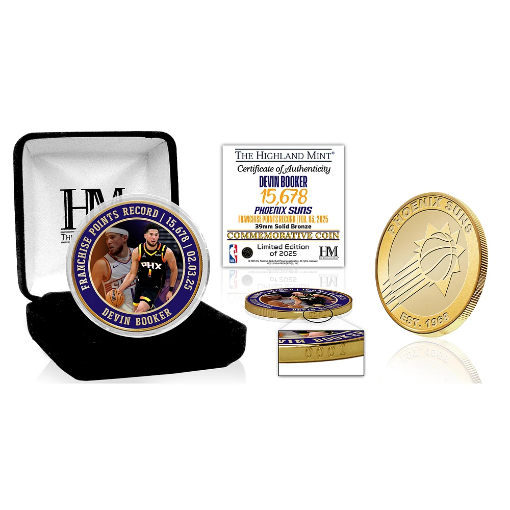 Highland Mint Devin Booker Phoenix Suns Franchise Points Record Bronze Coin