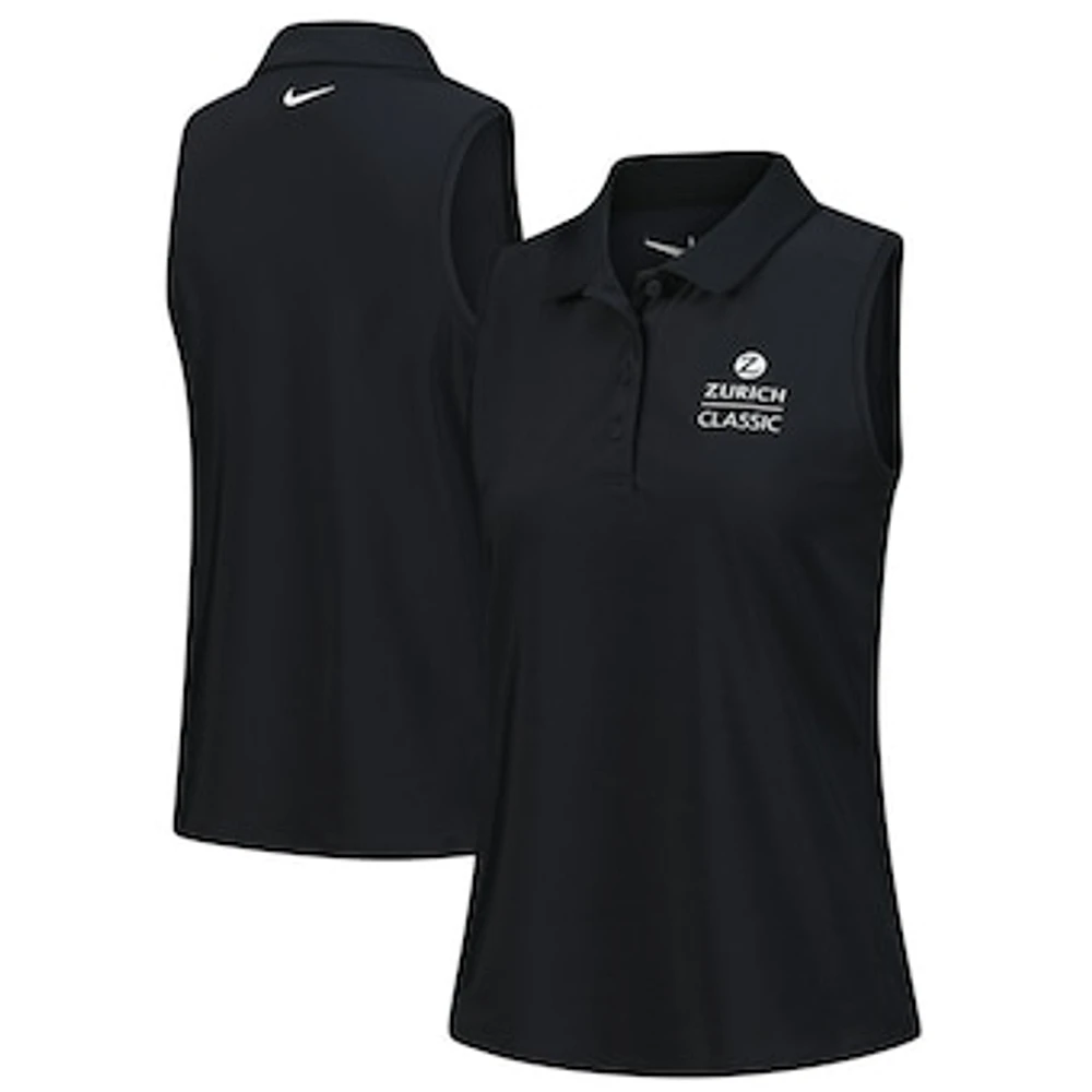 Women's Nike Black The Zurich Classic Performance Sleeveless Polo
