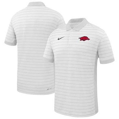 Men's Nike White Arkansas Razorbacks 2025 Early Season Coaches Sideline Victory Stripe Performance Polo
