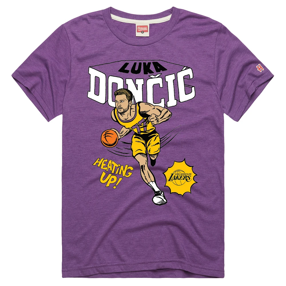 Men's Homage Luka Dončić Purple Los Angeles Lakers Comic Book Tri-Blend T-Shirt