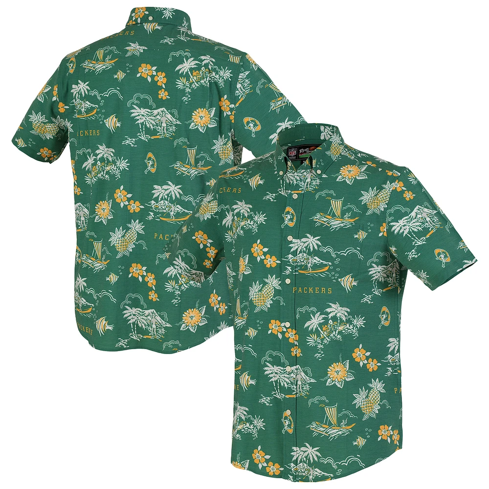 Men's Reyn Spooner Green Bay Packers Throwback Kekai Performance Button-Down Shirt