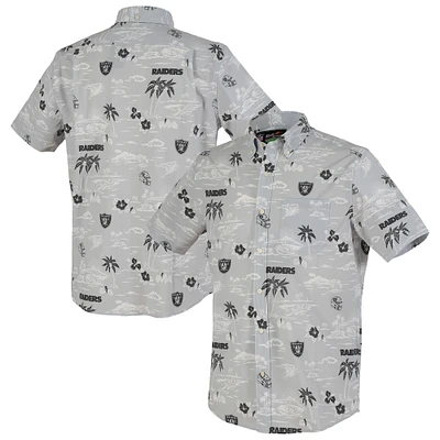 Men's Reyn Spooner Silver Las Vegas Raiders Kekai Performance Button-Down Shirt
