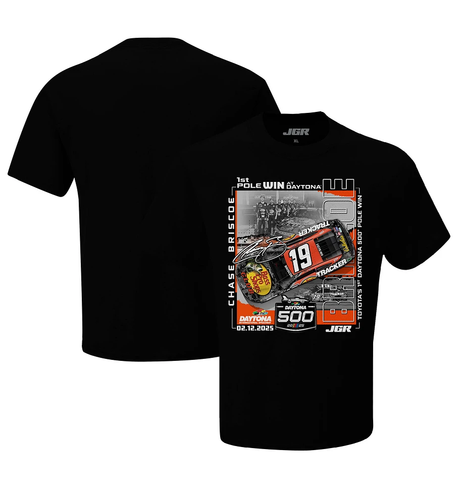 Men's Checkered Flag Sports Black Chase Briscoe 2025 Daytona 500 Pole Winner T-Shirt
