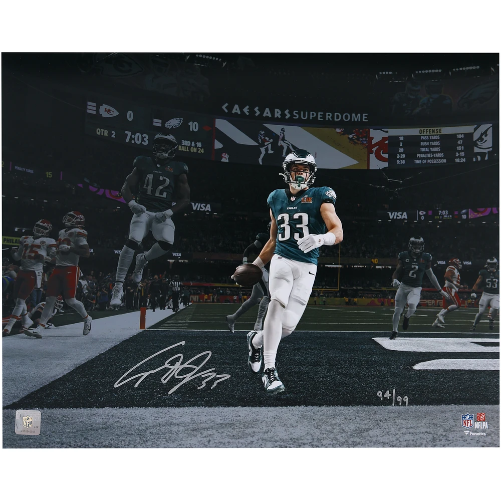 Cooper DeJean Philadelphia Eagles Autographed Super Bowl LIX Champions 16" x 20" Pick 6 Photograph - Limited Edition of 99