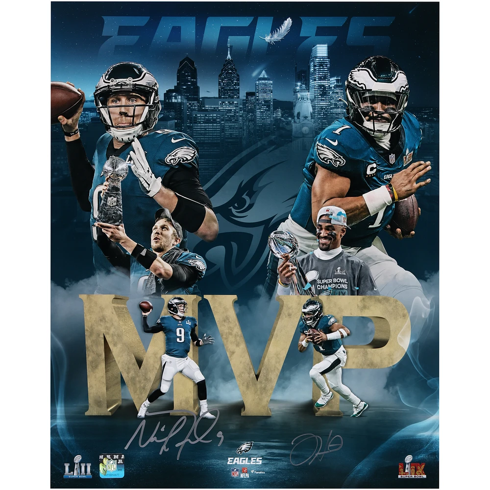 Jalen Hurts & Nick Foles Philadelphia Eagles Autographed 16" x 20" Super Bowl MVPs Photograph
