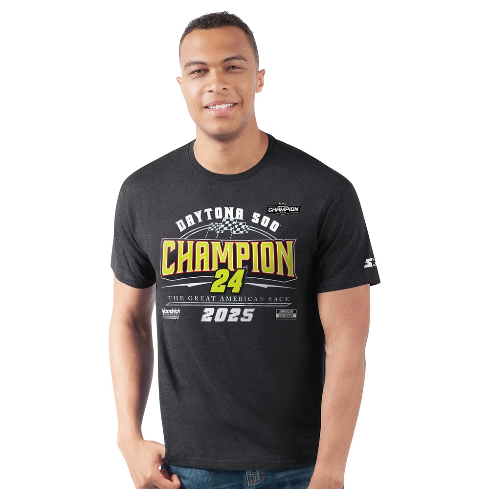 Men's Starter Black William Byron 2025 Daytona 500 Champion Prime Time T-Shirt