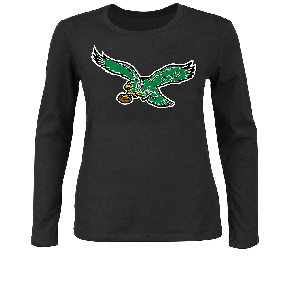 Women's Fanatics Black Philadelphia Eagles Plus Scoop Neck Long Sleeve T-Shirt
