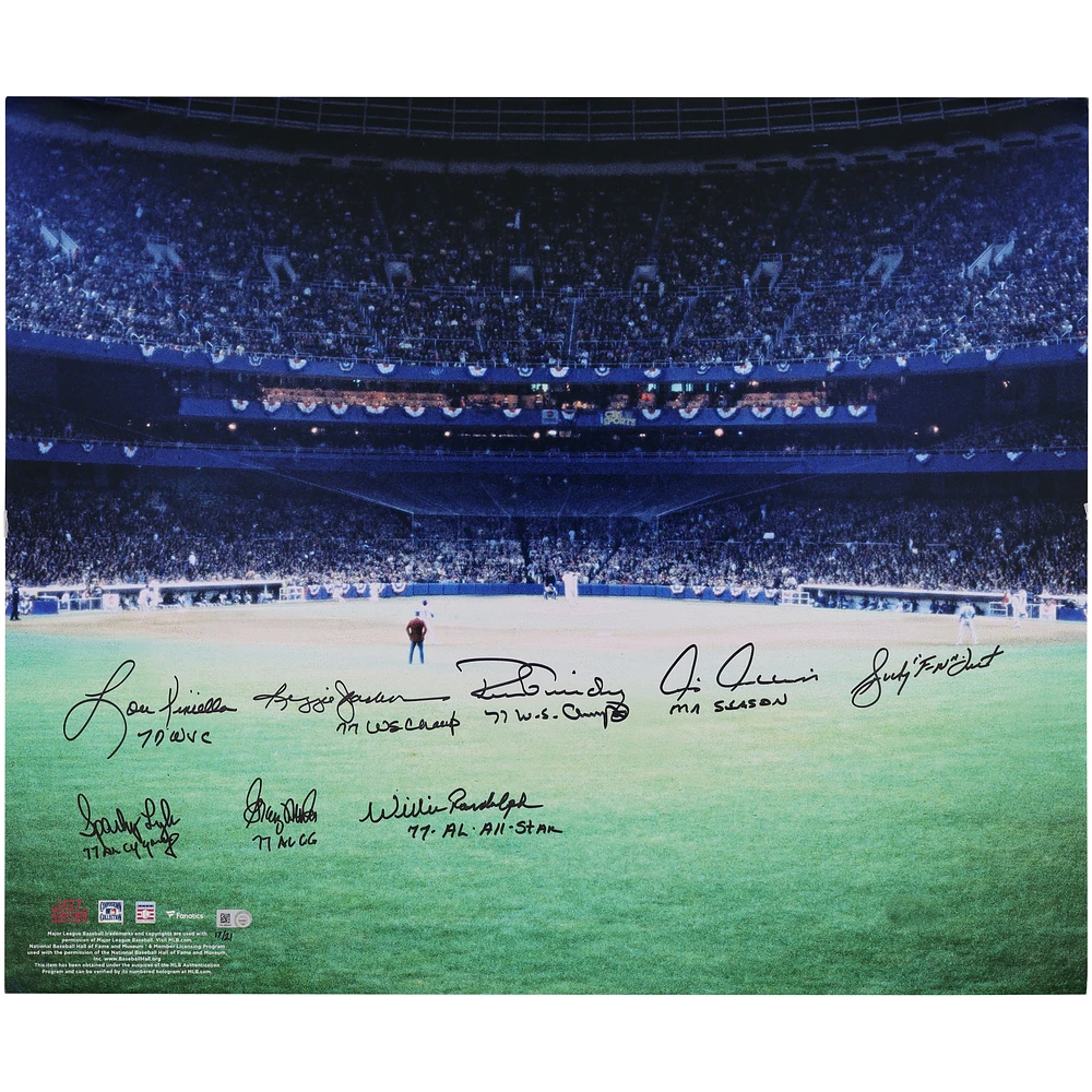 1977 World Series Champion New York Yankees Autographed 20" x 24" Photograph with 8 Signatures & Multiple Inscriptions