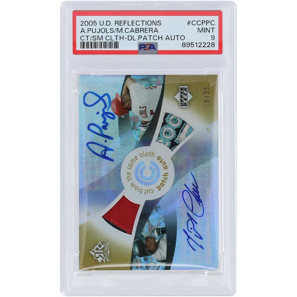 Albert Pujols and Miguel Cabrera Autographed 2005 Upper Deck Reflections Dual Logo Relic #CCP-PC #18/25 PSA Authenticated 9 Card