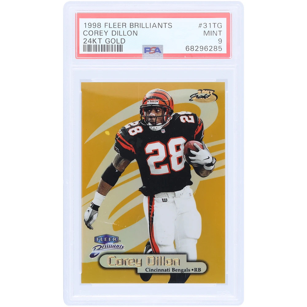 Corey Dillon Cincinnati Bengals 1998 Fleer Brilliants 24K Gold #31TG #6/24 PSA Authenticated 9 Card