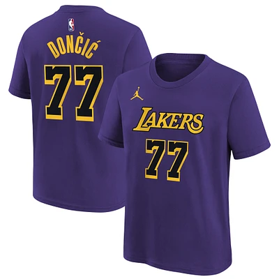 Youth Jordan Brand Luka Dončić Purple Los Angeles Lakers Statement Edition Name & Number T-Shirt