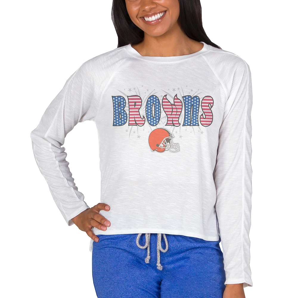 Women's Concepts Sport White Cleveland Browns Gable Knit Raglan Long Sleeve Top