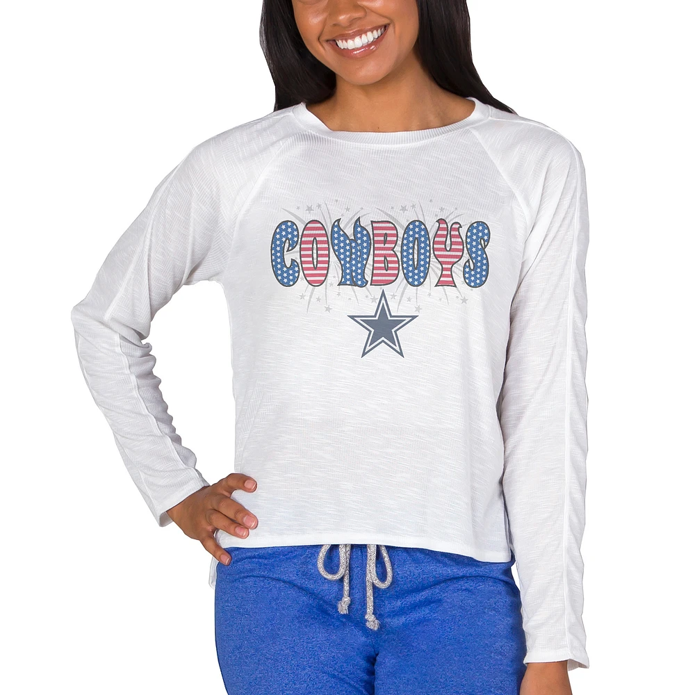 Women's Concepts Sport White Dallas Cowboys Gable Knit Raglan Long Sleeve Top