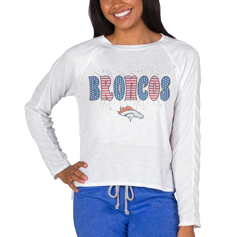 Women's Concepts Sport White Denver Broncos Gable Knit Raglan Long Sleeve Top