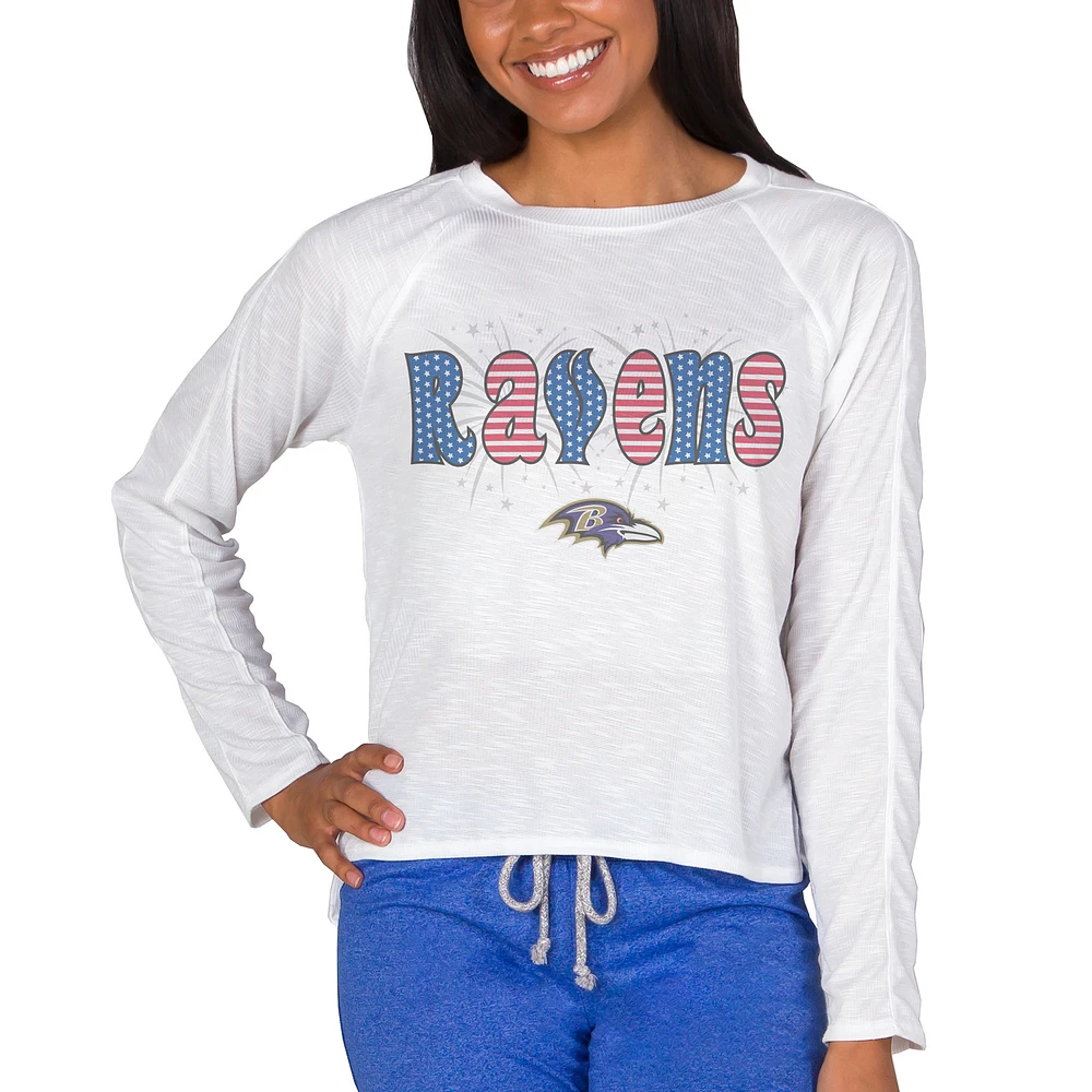 Women's Concepts Sport White Baltimore Ravens Gable Knit Raglan Long Sleeve Top