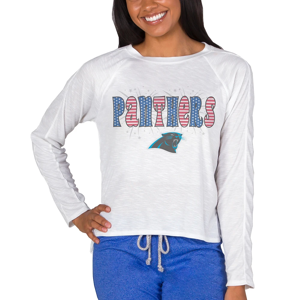 Women's Concepts Sport White Carolina Panthers Gable Knit Raglan Long Sleeve Top