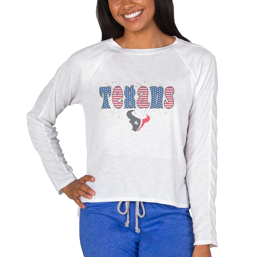 Women's Concepts Sport White Houston Texans Gable Knit Raglan Long Sleeve Top