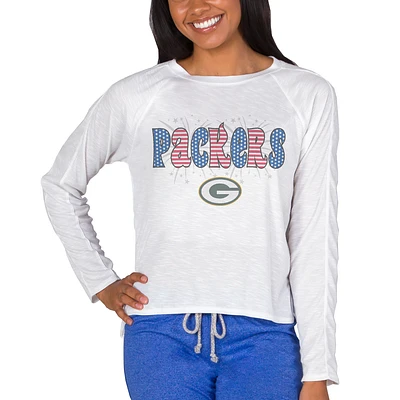 Women's Concepts Sport White Green Bay Packers Gable Knit Raglan Long Sleeve Top