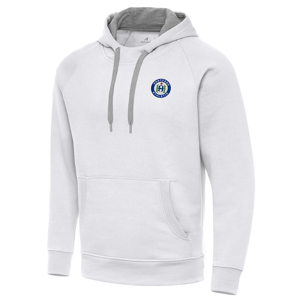 Men's Antigua White Hartford Athletic Victory Raglan Pullover Hoodie