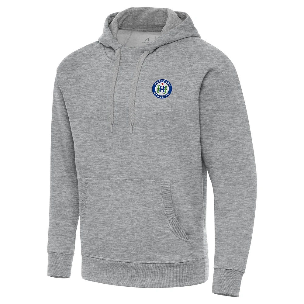 Men's Antigua Heather Gray Hartford Athletic Victory Raglan Pullover Hoodie
