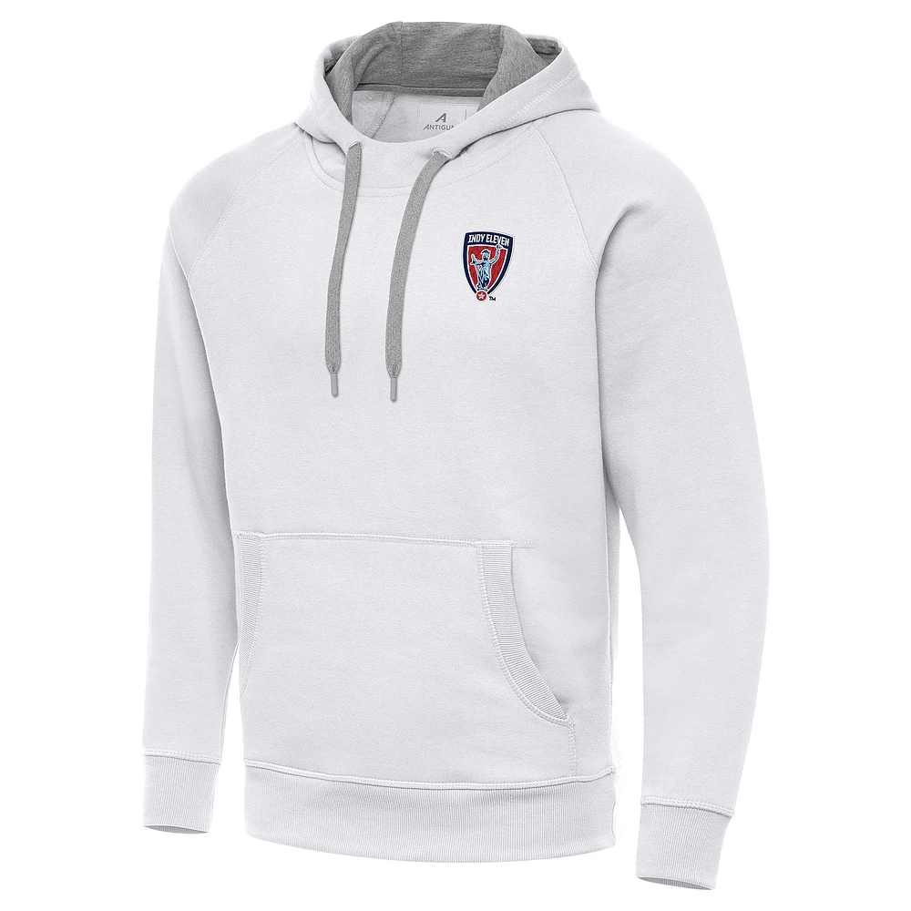 Men's Antigua White Indy Eleven Victory Raglan Pullover Hoodie