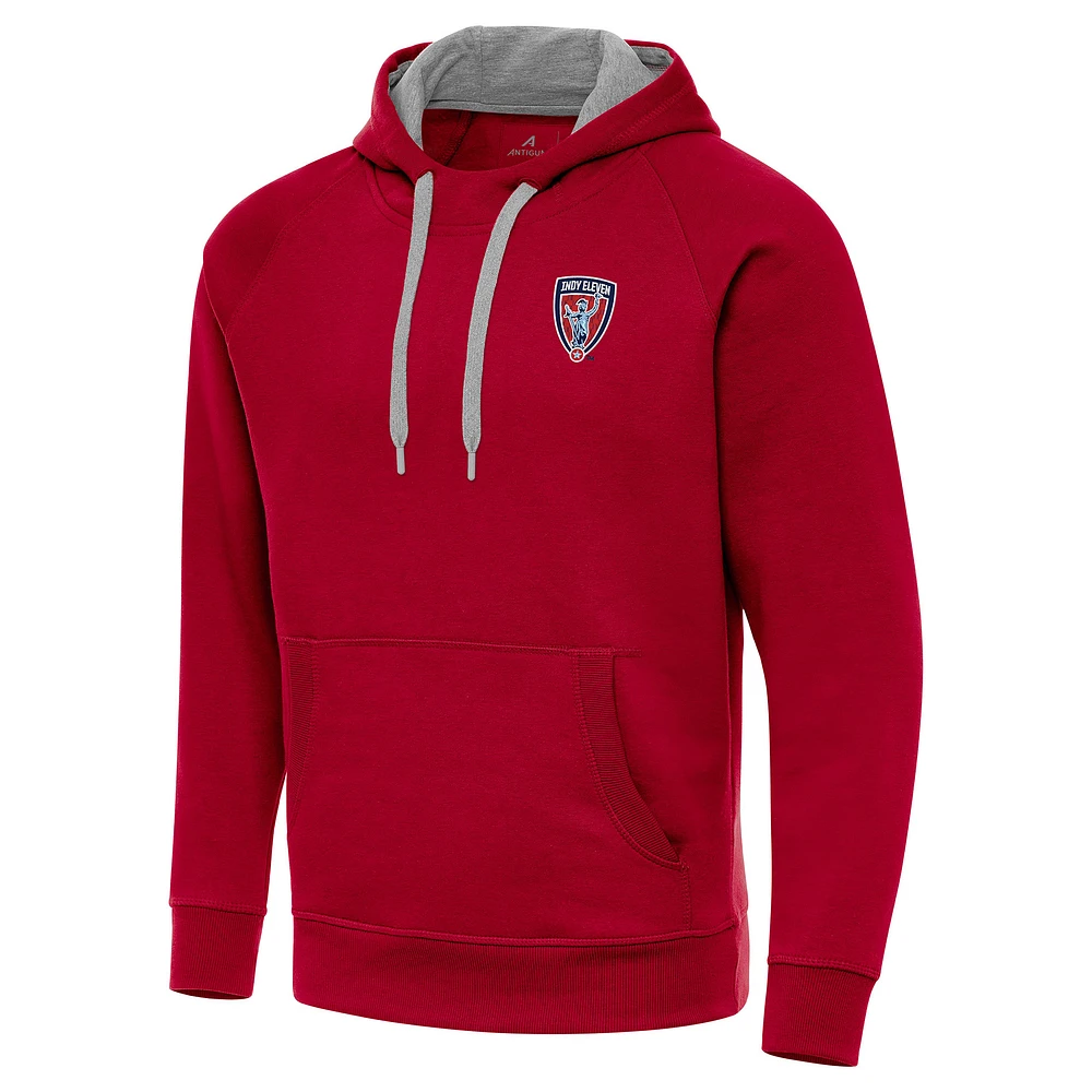 Men's Antigua Red Indy Eleven Victory Raglan Pullover Hoodie