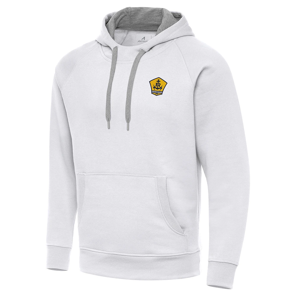 Men's Antigua White Rhode Island FC Victory Raglan Pullover Hoodie
