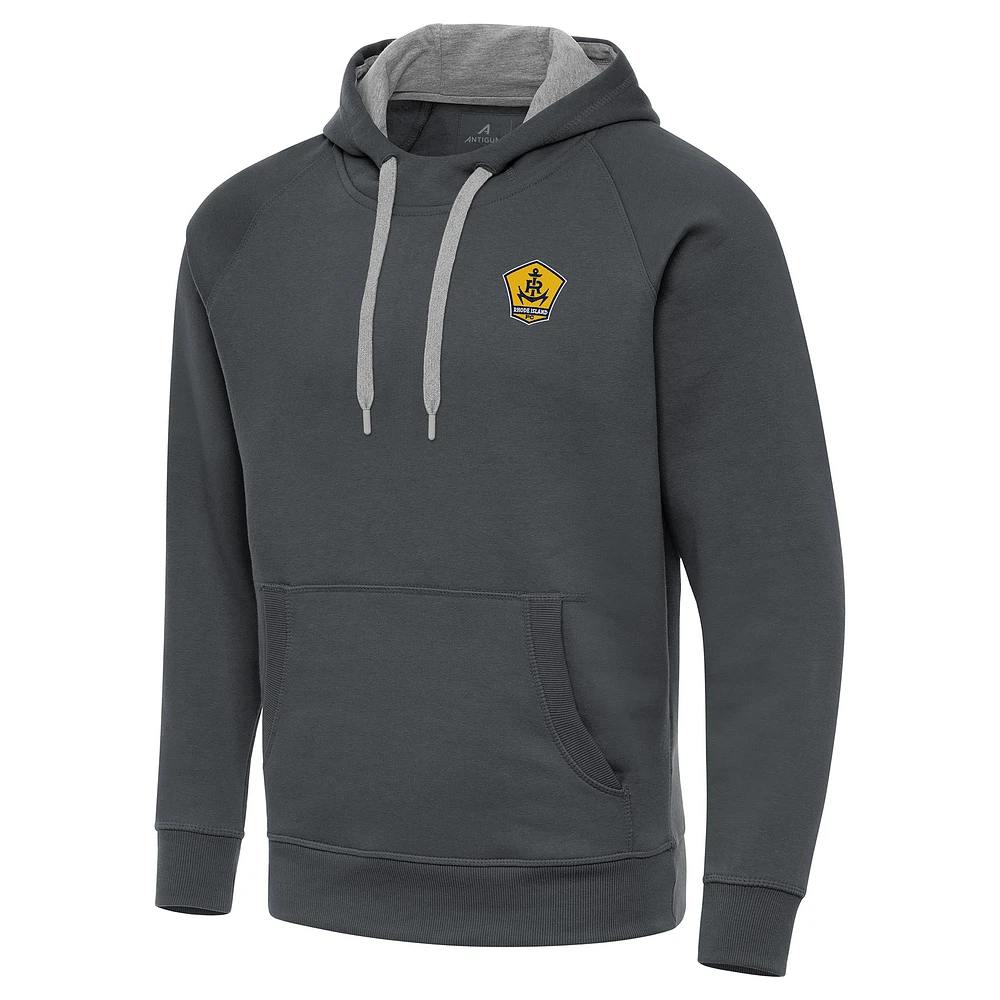 Men's Antigua Charcoal Rhode Island FC Victory Raglan Pullover Hoodie