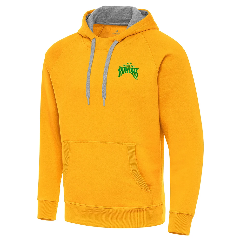Men's Antigua Gold Tampa Bay Rowdies Victory Raglan Pullover Hoodie