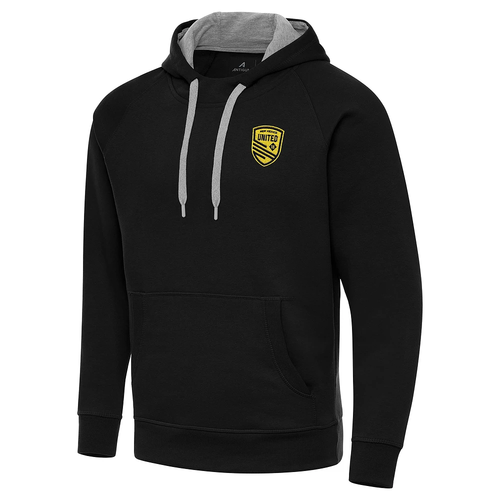 Men's Antigua Black New Mexico United Victory Raglan Pullover Hoodie