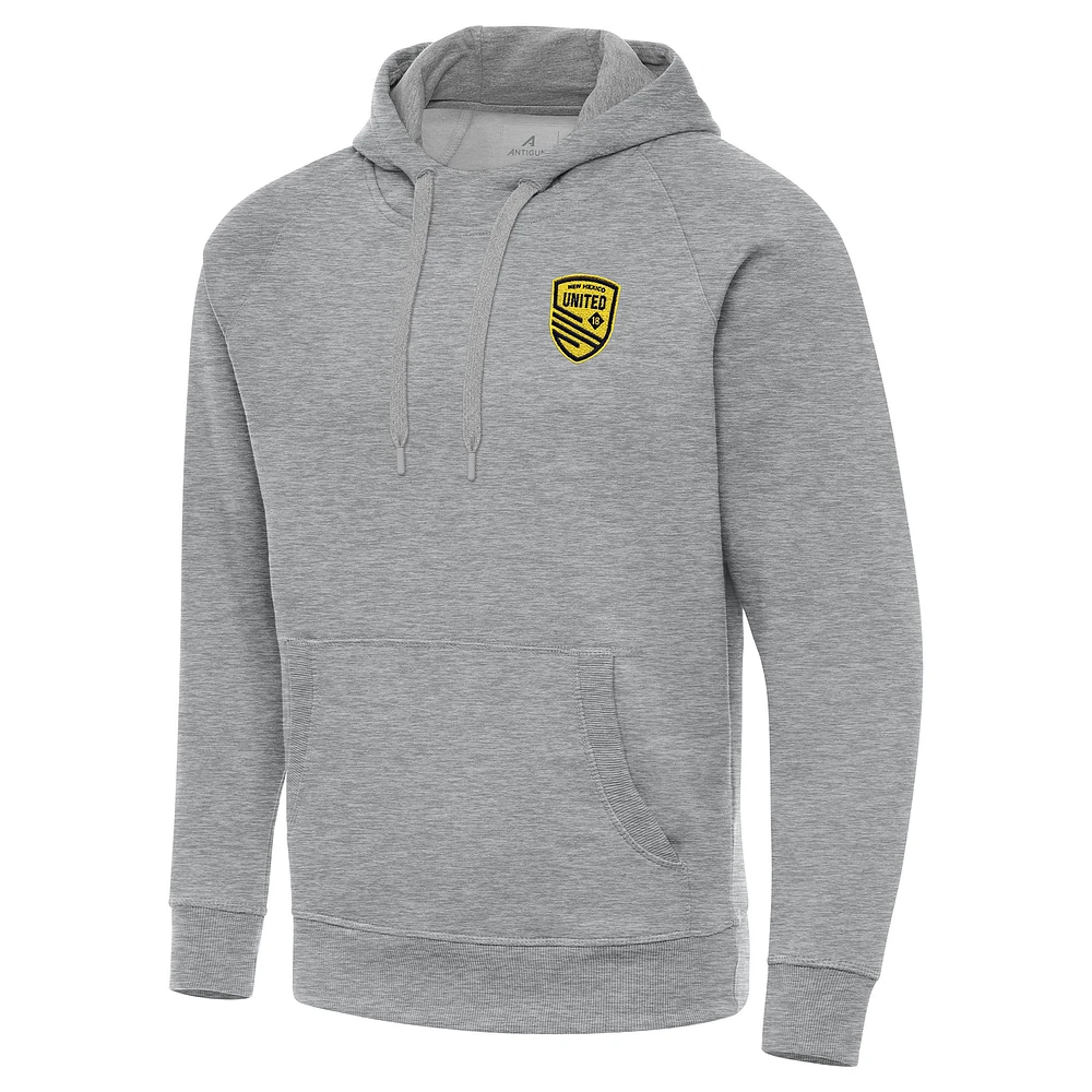 Men's Antigua Heather Gray New Mexico United Victory Raglan Pullover Hoodie