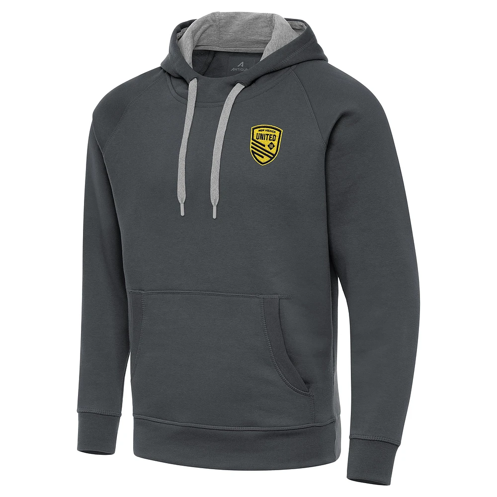 Men's Antigua Charcoal New Mexico United Victory Raglan Pullover Hoodie