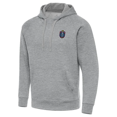 Men's Antigua Heather Gray Memphis 901 FC Victory Raglan Pullover Hoodie