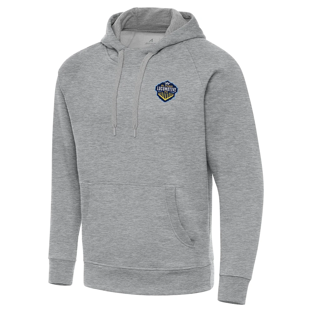 Men's Antigua Heather Gray El Paso Locomotive FC Victory Raglan Pullover Hoodie