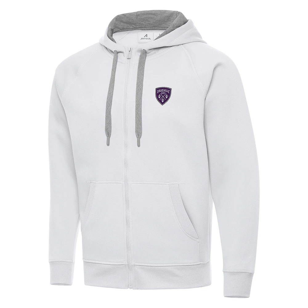 Men's Antigua Louisville City FC Victory Raglan Full-Zip Fleece Hoodie